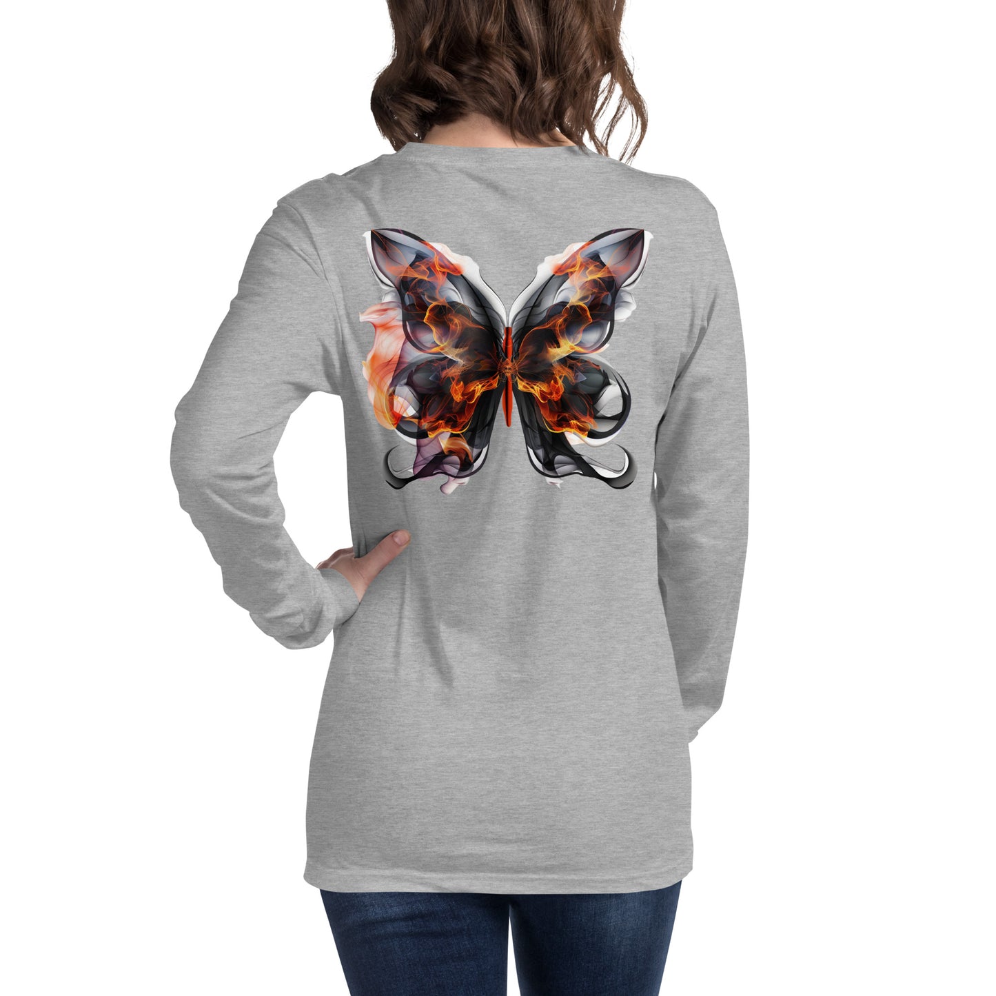 Damen Longsleeve Backprint / Rückenprint Schmetterling Motiv #1