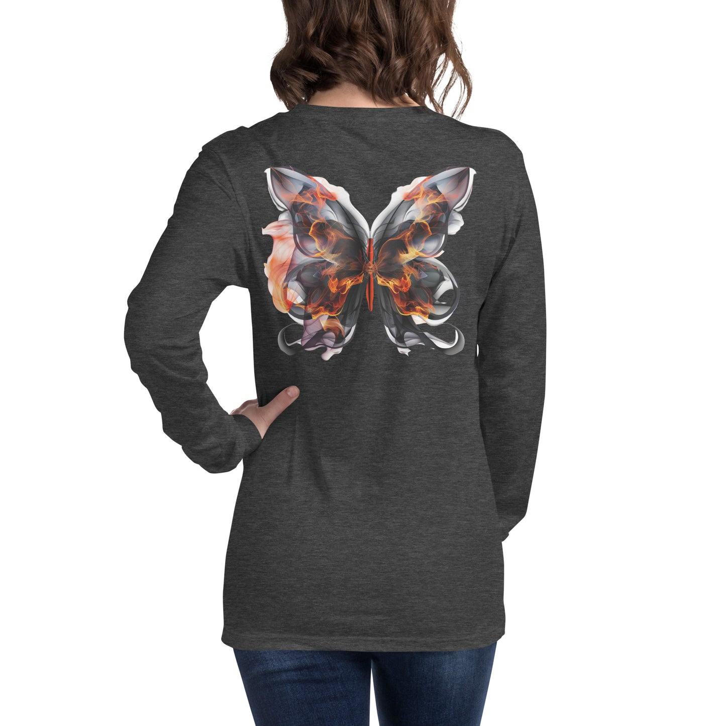 Damen Longsleeve Backprint / Rückenprint Schmetterling Motiv #1