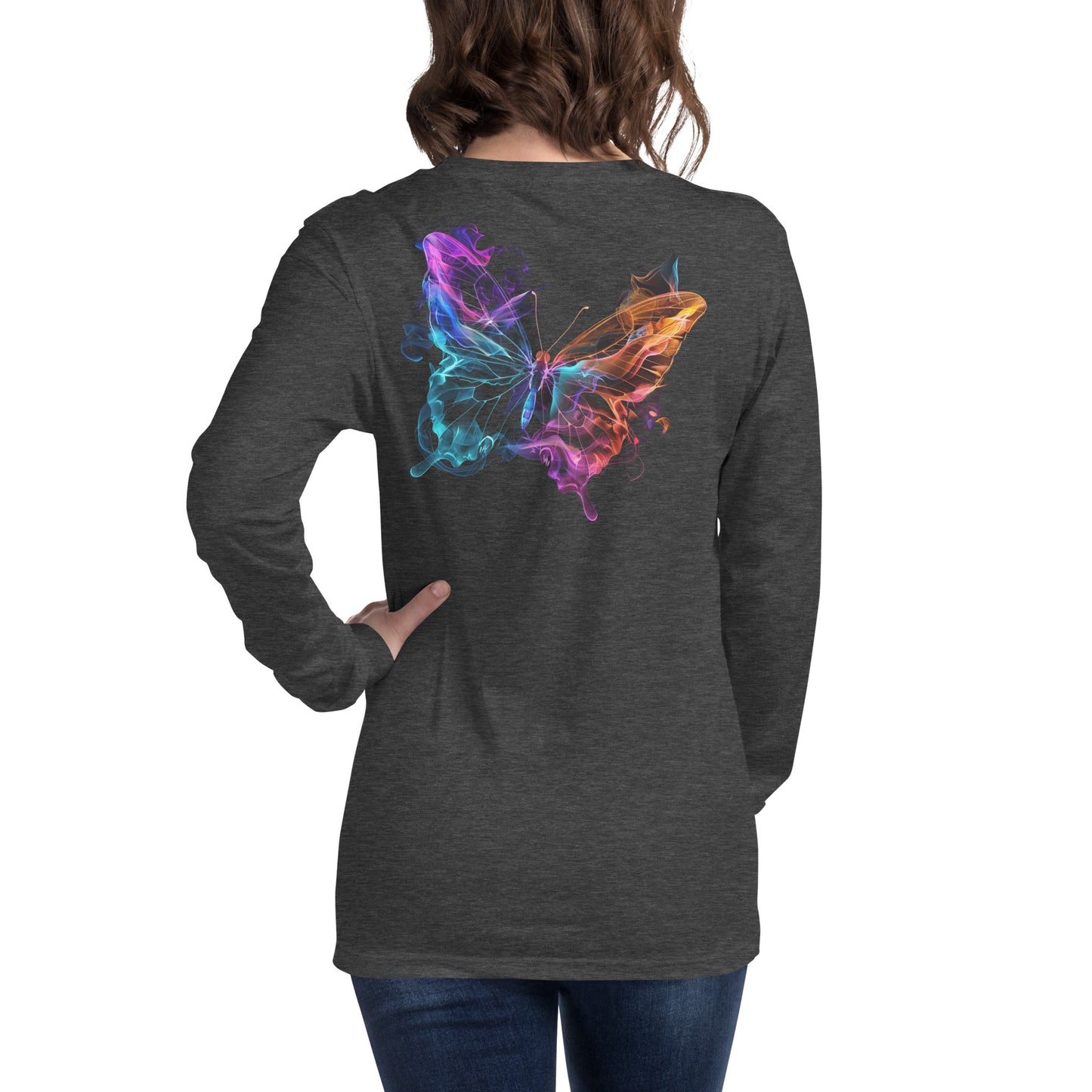 Damen Longsleeve Backprint / Rückenprint Schmetterling Motiv #2