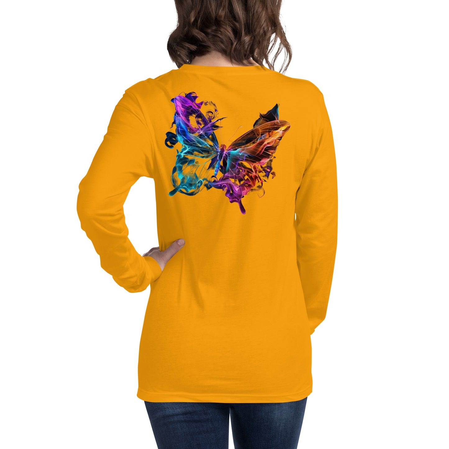 Damen Longsleeve Backprint / Rückenprint Schmetterling Motiv #2