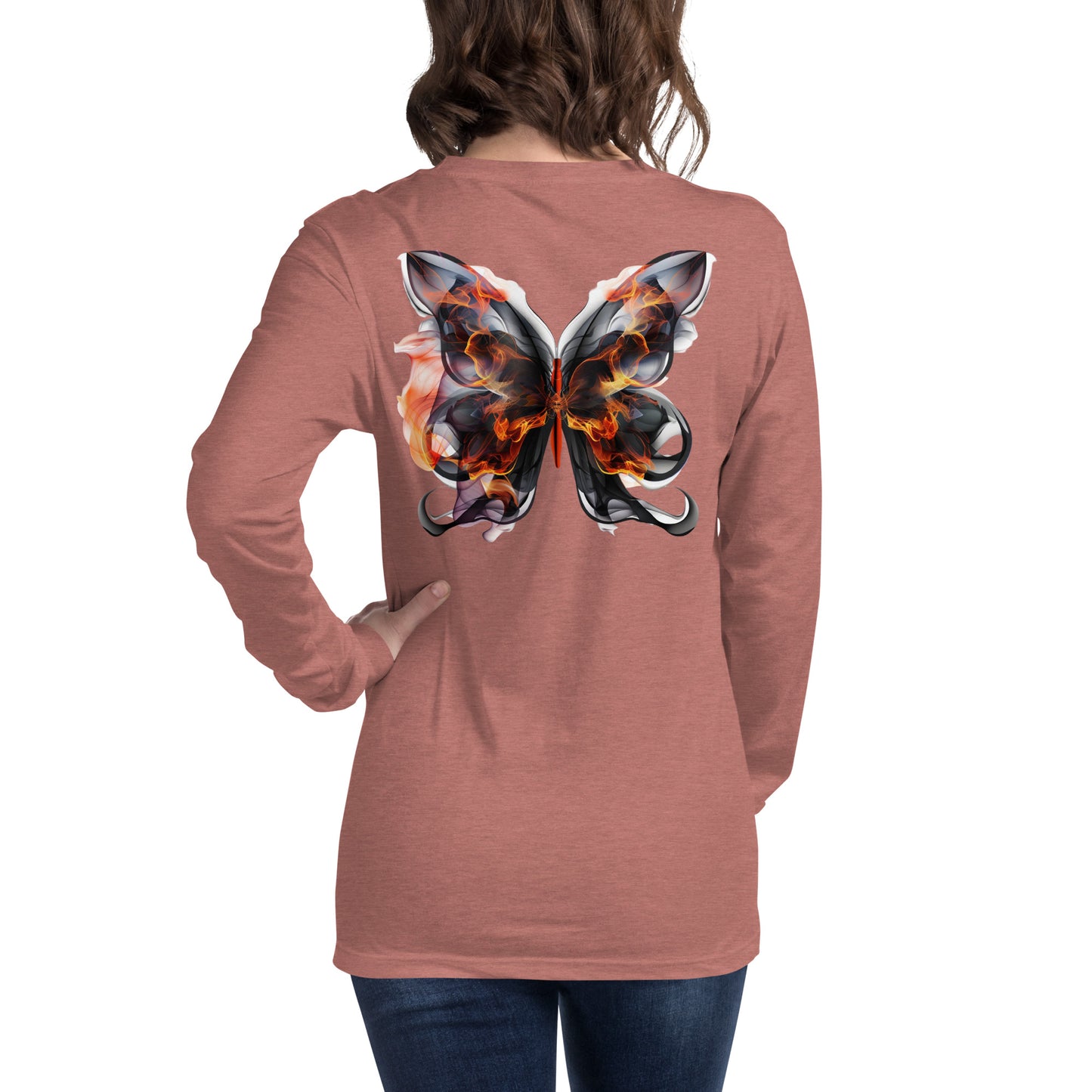 Damen Longsleeve Backprint / Rückenprint Schmetterling Motiv #1