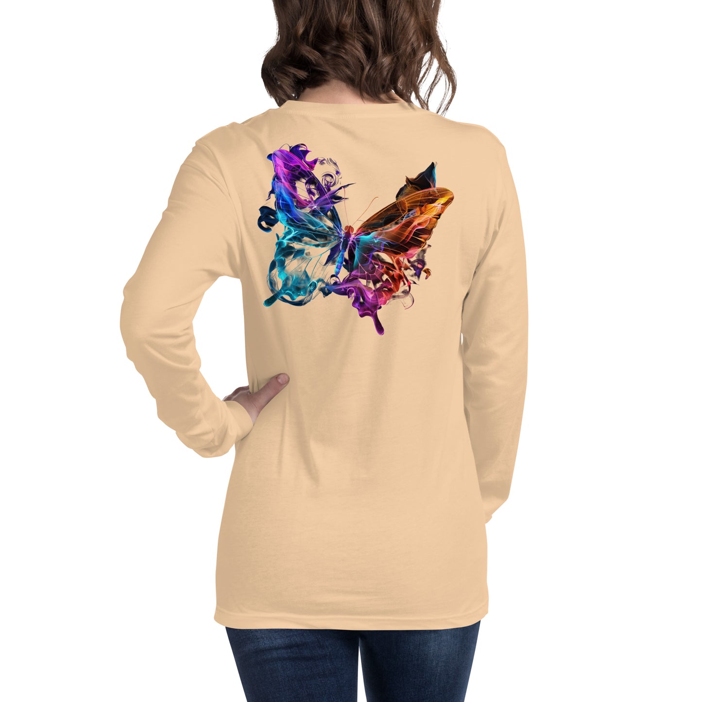 Damen Longsleeve Backprint / Rückenprint Schmetterling Motiv #2