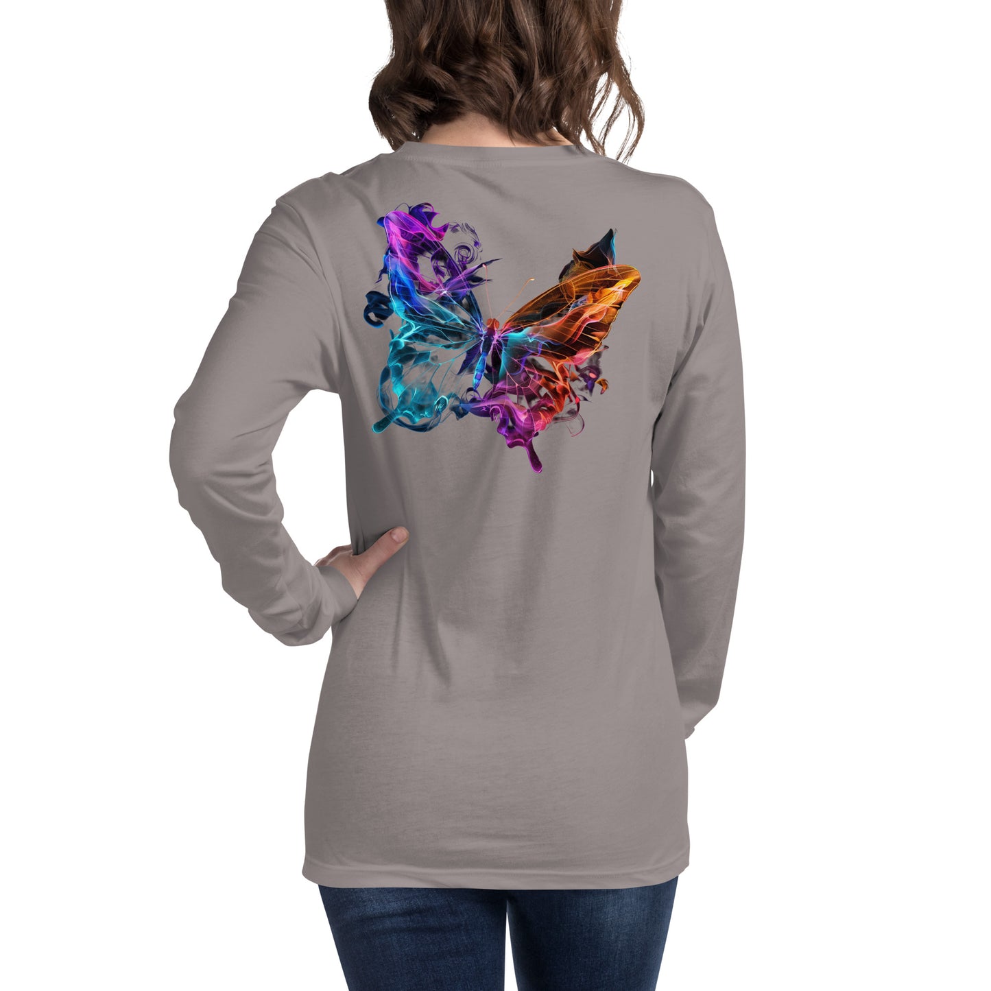 Damen Longsleeve Backprint / Rückenprint Schmetterling Motiv #2