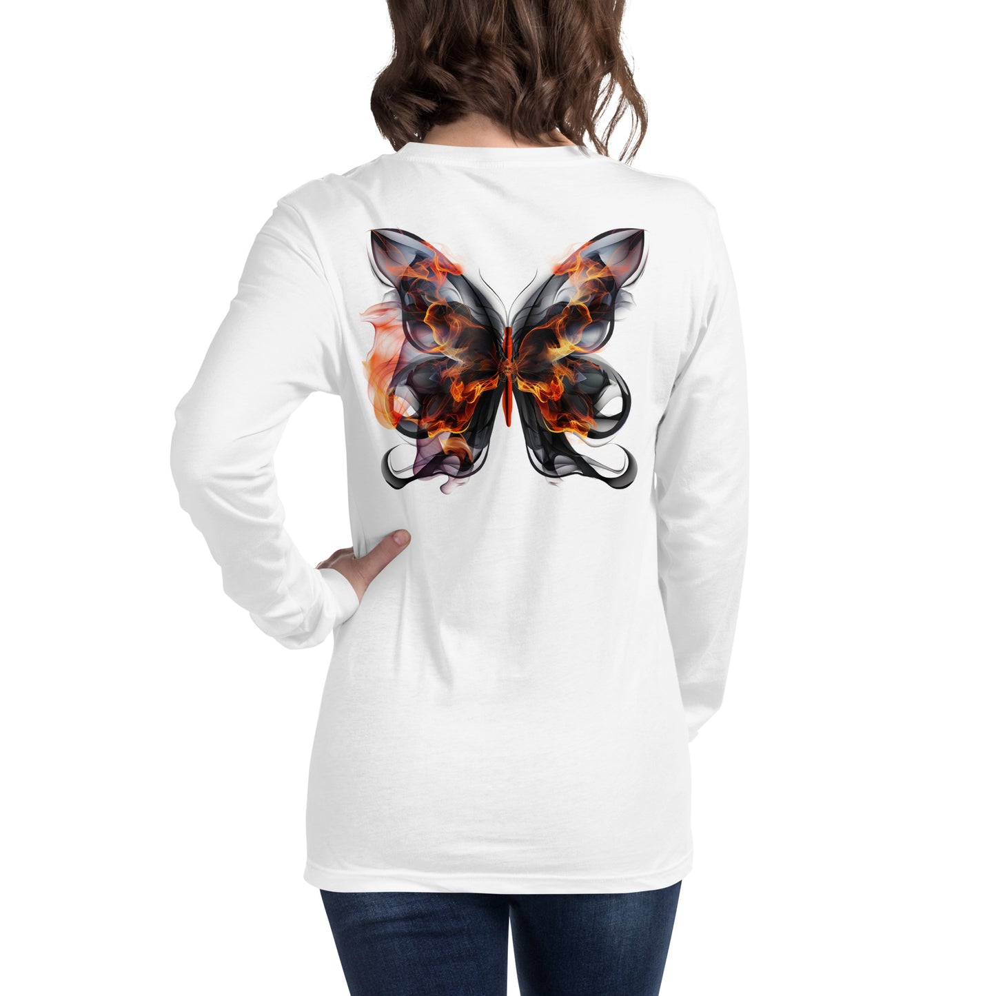 Damen Longsleeve Backprint / Rückenprint Schmetterling Motiv #1
