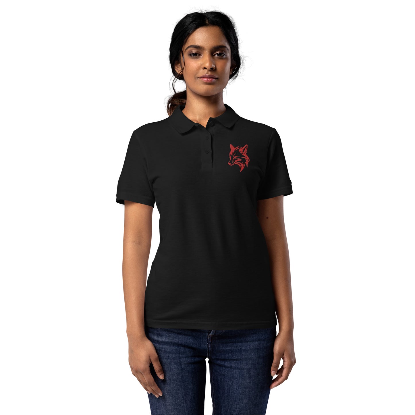 Fox schwarzes Poloshirt für Damen
