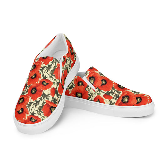Damen Slipper Mohnblume Retro